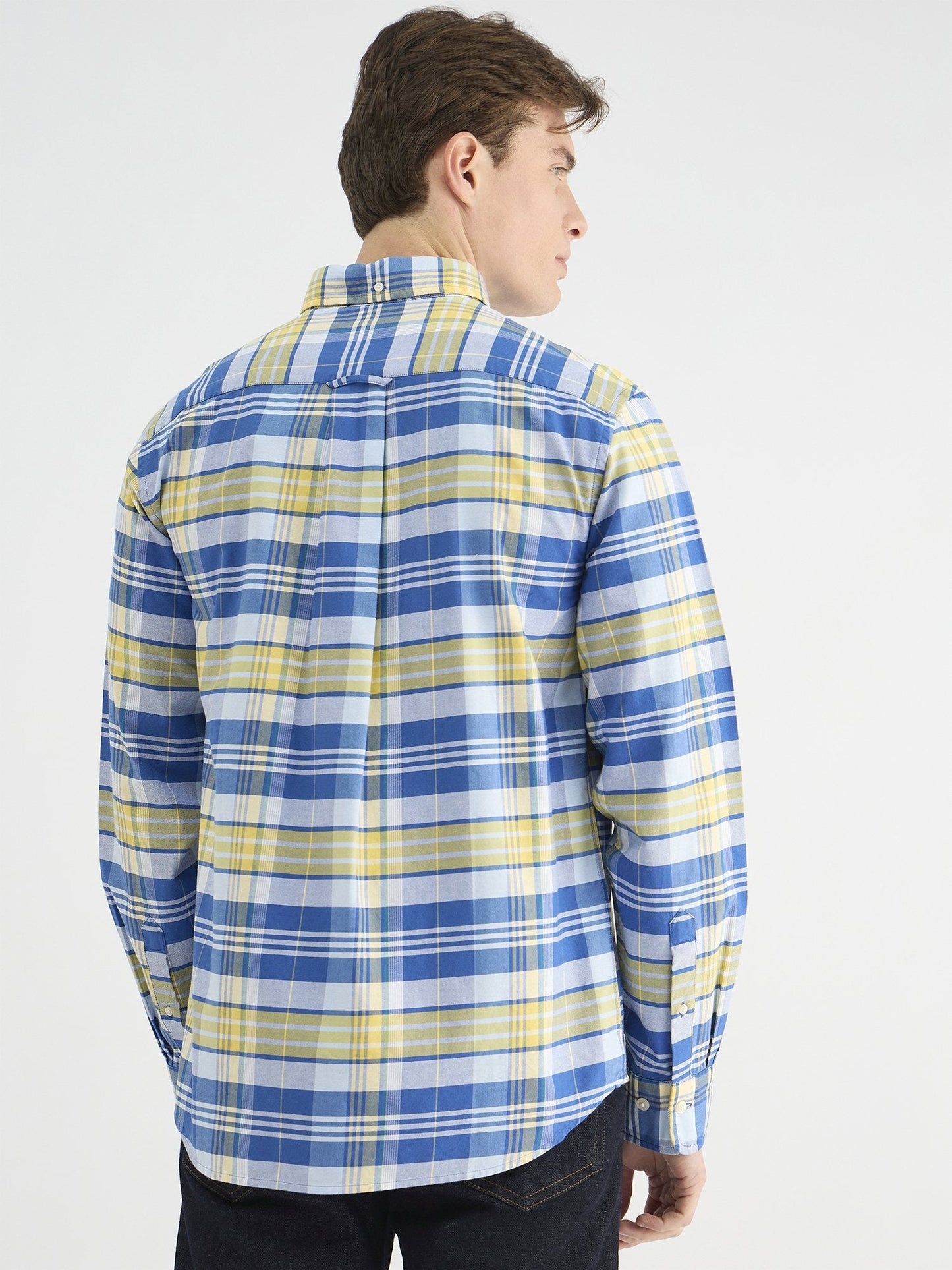 Gant Men Blue Regular Fit Checks Collar Neck Shirt