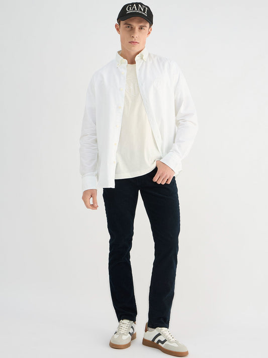 Gant Men White Regular Fit Solid Collar Neck Shirt