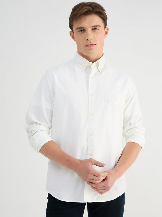 Gant Men White Regular Fit Solid Collar Neck Shirt