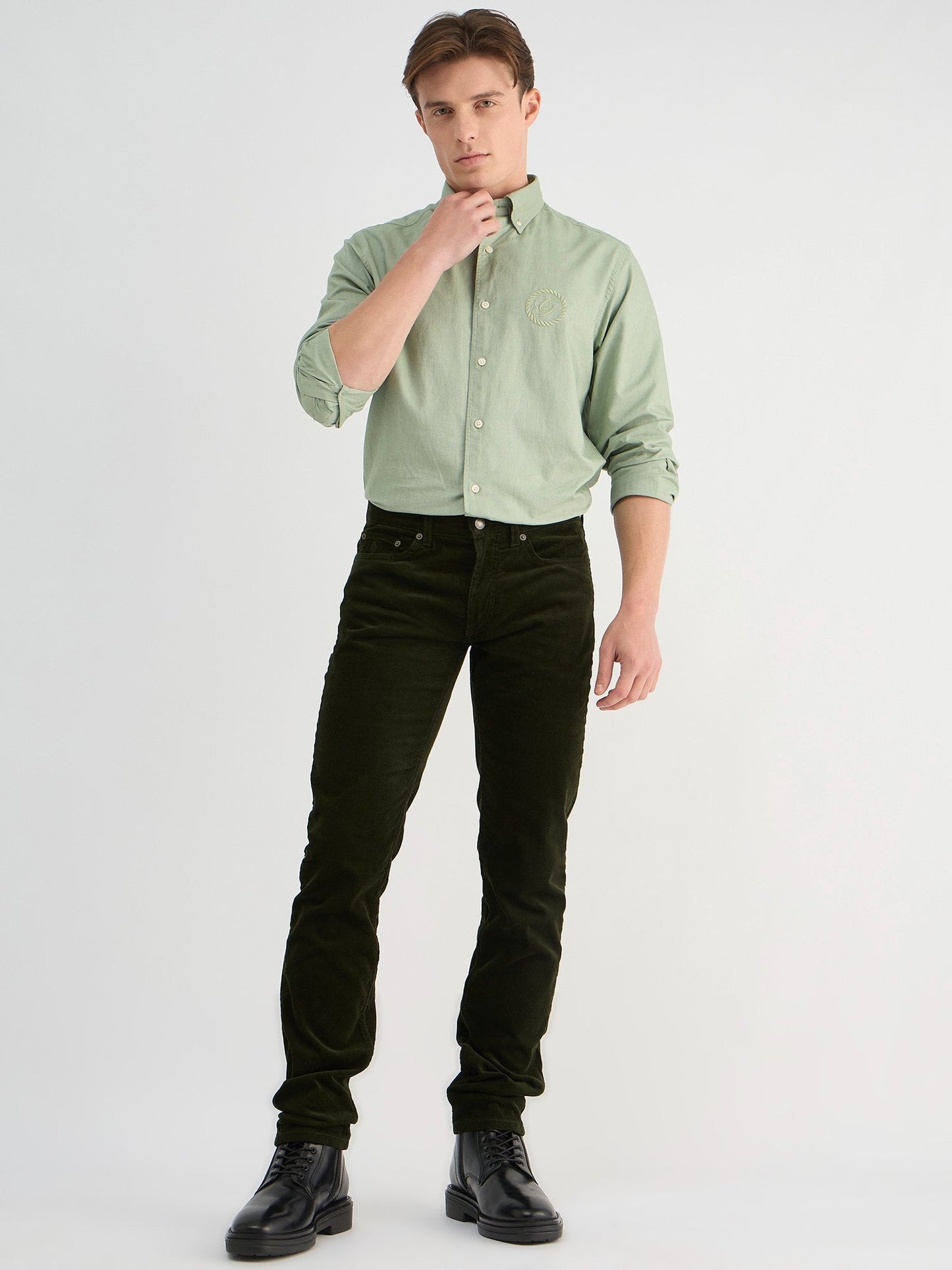 Gant Men Green Regular Fit Solid Collar Neck Shirt