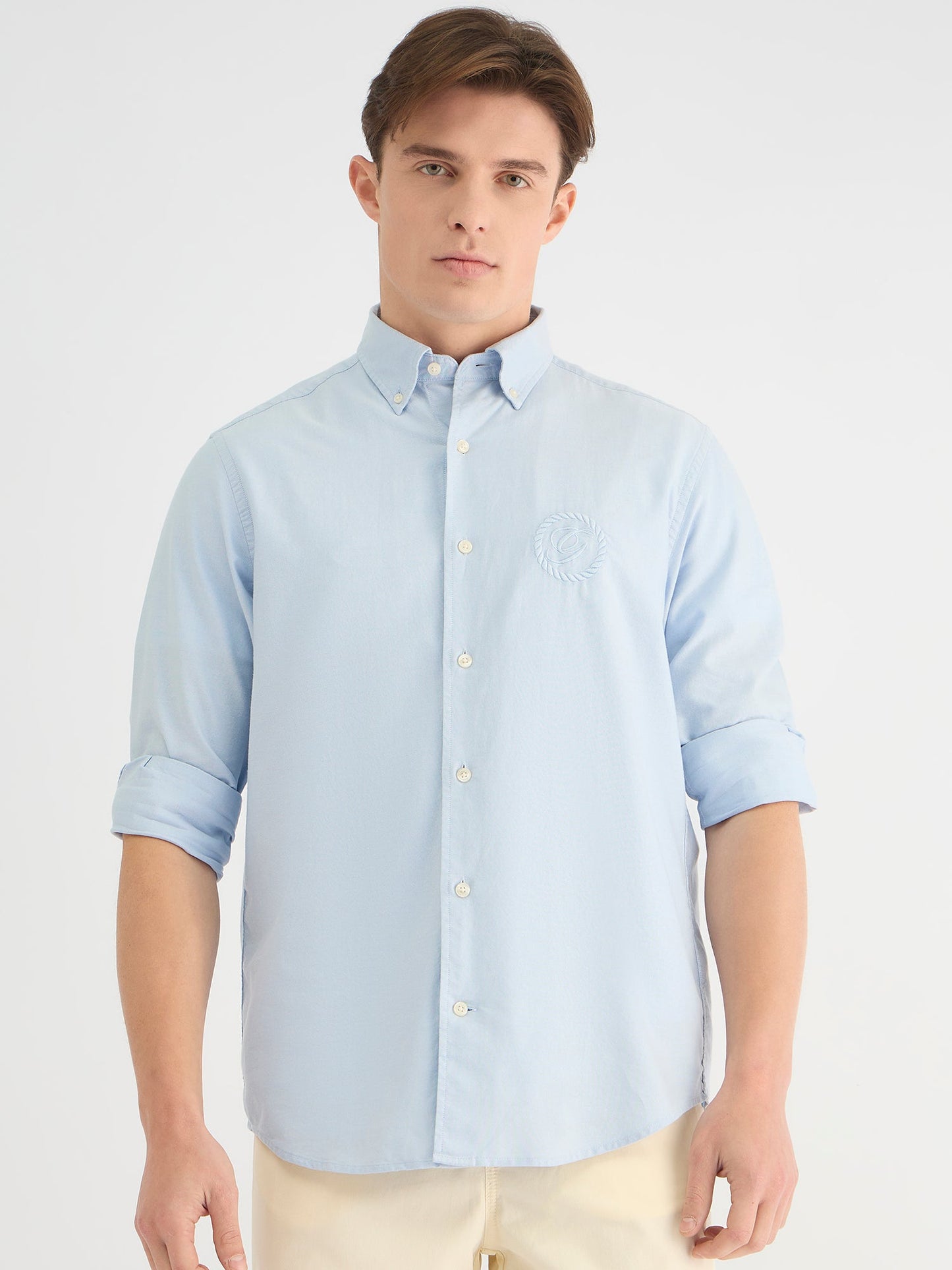 Gant Men Blue Regular Fit Solid Collar Neck Shirt