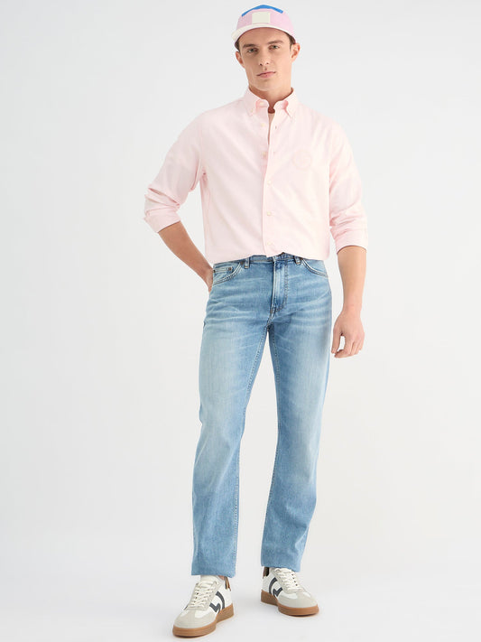 Gant Men Pink Regular Fit Solid Collar Neck Shirt