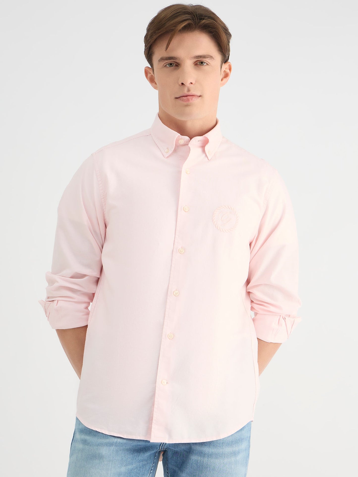 Gant Men Pink Regular Fit Solid Collar Neck Shirt