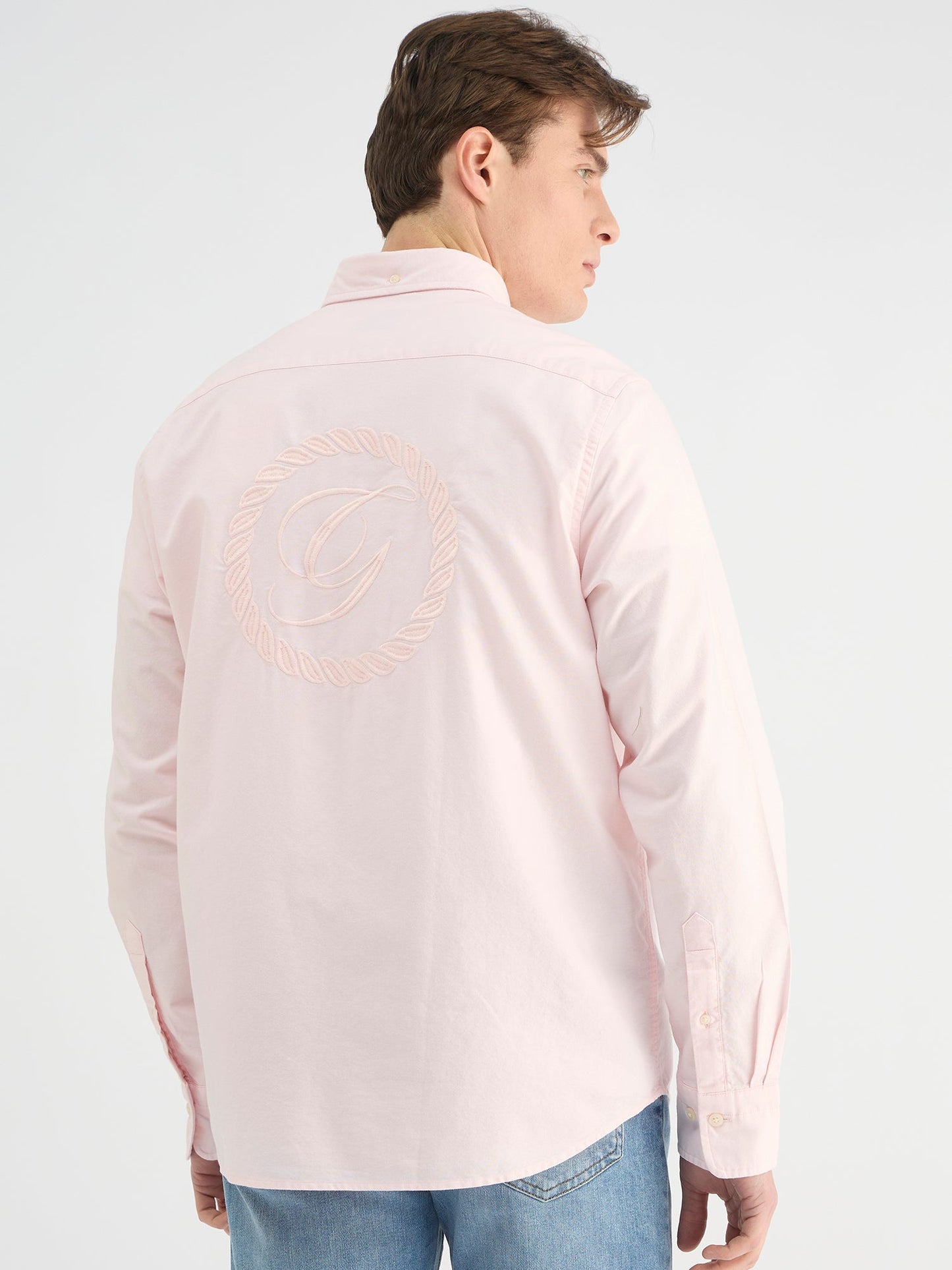 Gant Men Pink Regular Fit Solid Collar Neck Shirt