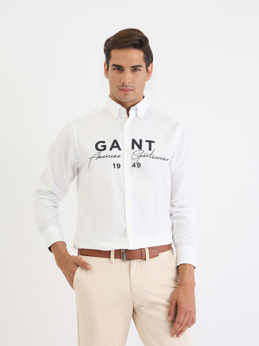 Gant Men White Printed Collar Shirt