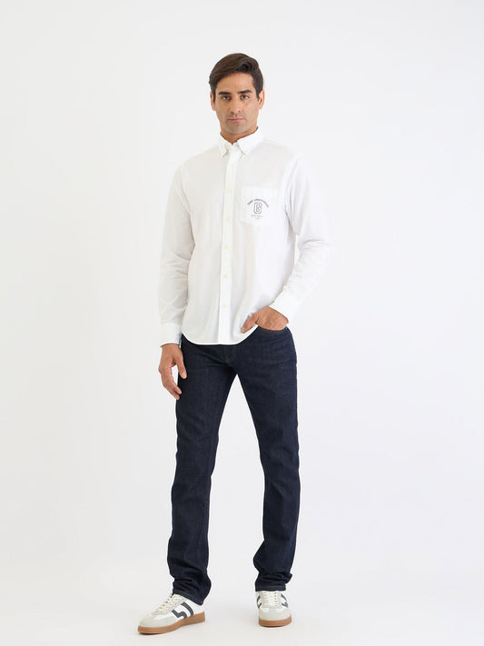 Gant Men White Solid Collar Shirt