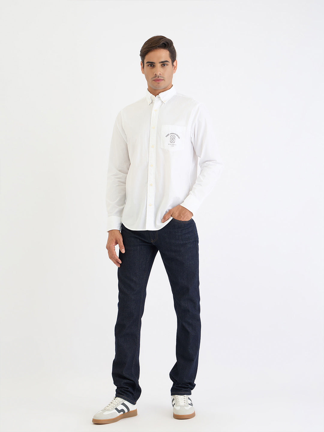 Gant Men White Solid Collar Shirt