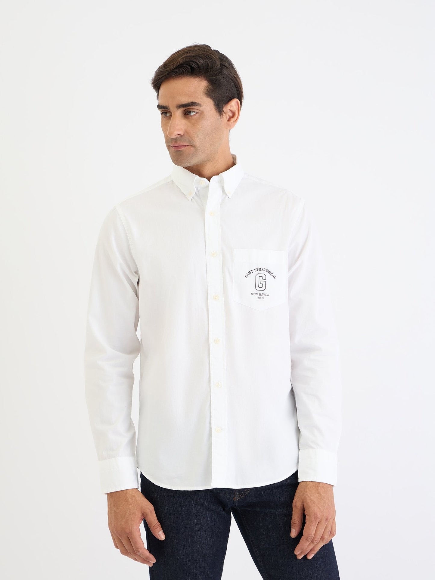 Gant Men White Solid Collar Shirt