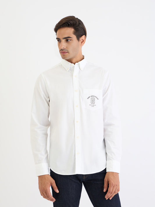 Gant Men White Solid Collar Shirt