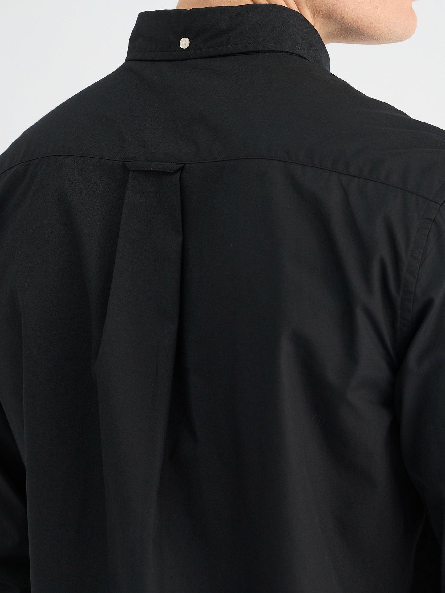 Gant Men Black Regular Fit Solid Collar Neck Shirt