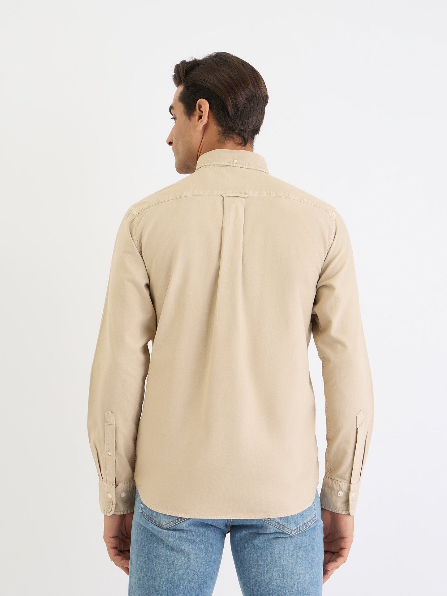 Gant Men Beige Solid Collar Shirt