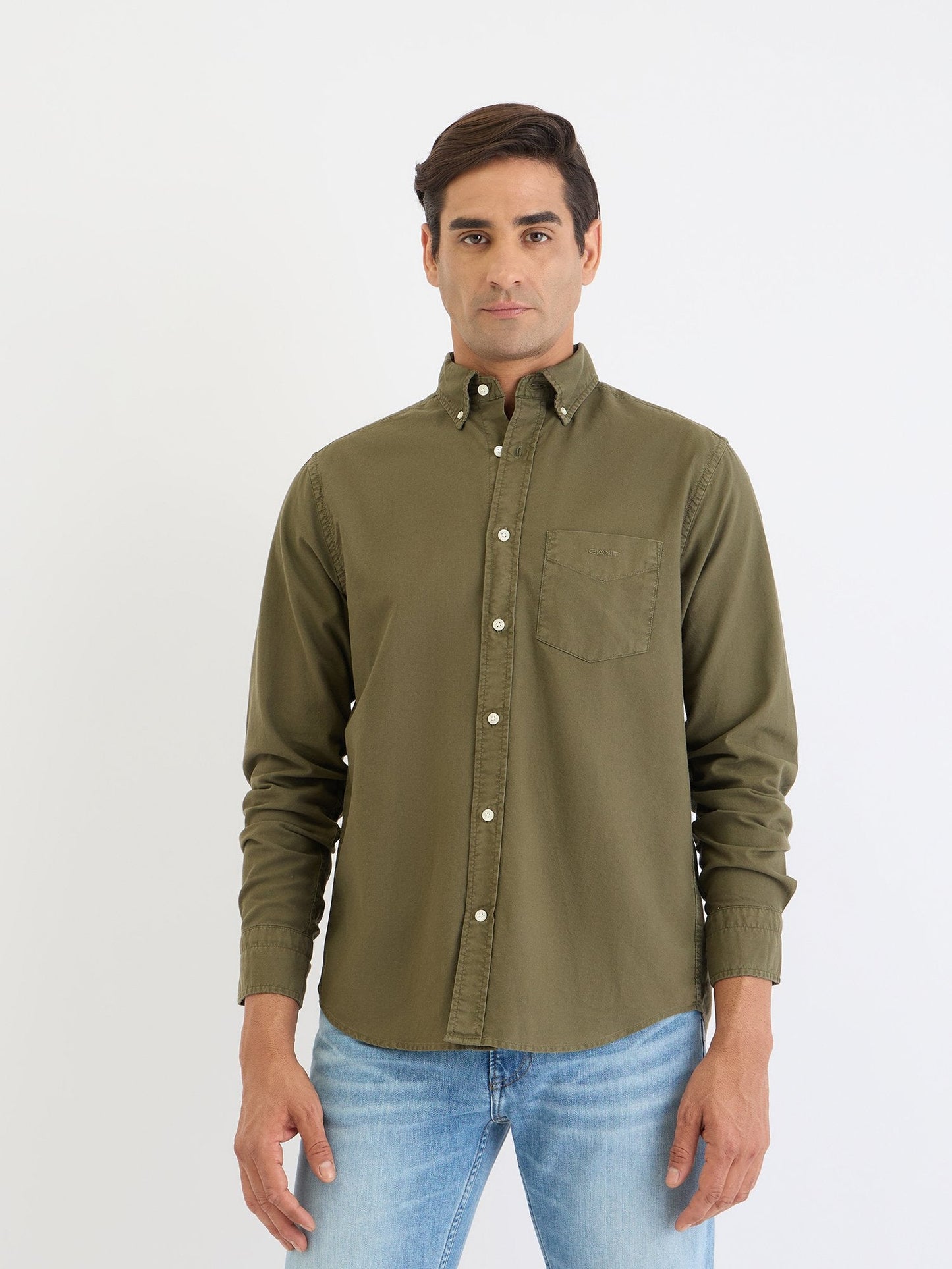 Gant Men Green Solid Collar Shirt