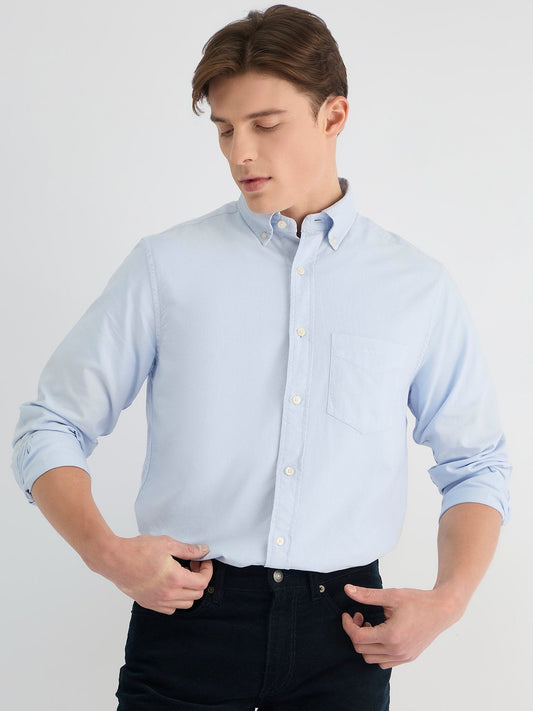 Gant Men Blue Regular Fit Solid Collar Neck Shirt