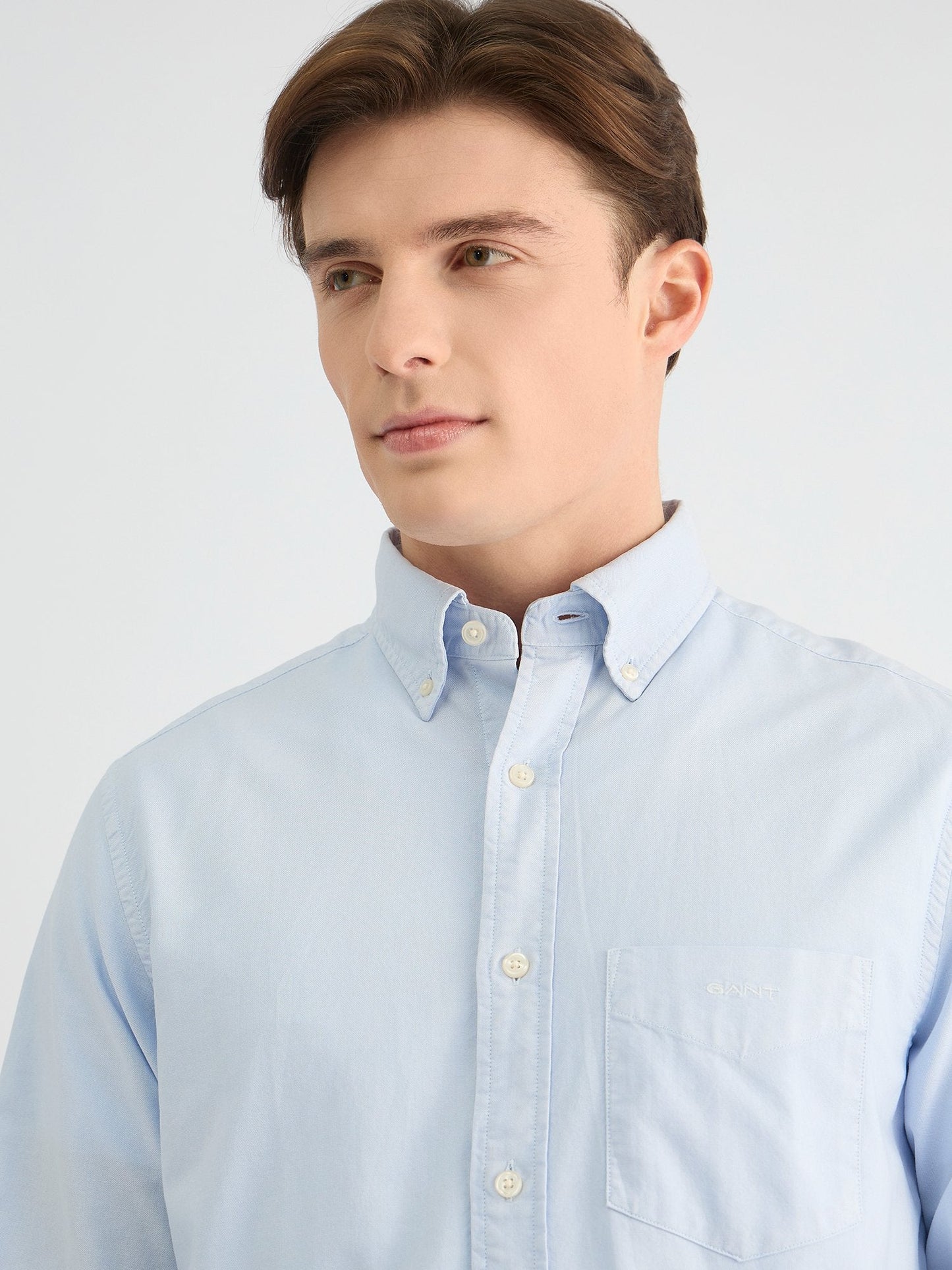 Gant Men Blue Regular Fit Solid Collar Neck Shirt
