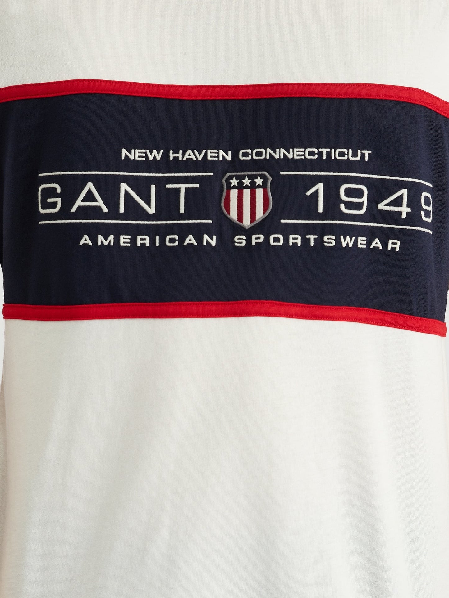 Gant Men White Regular Fit Color Block Crew Neck Tshirt