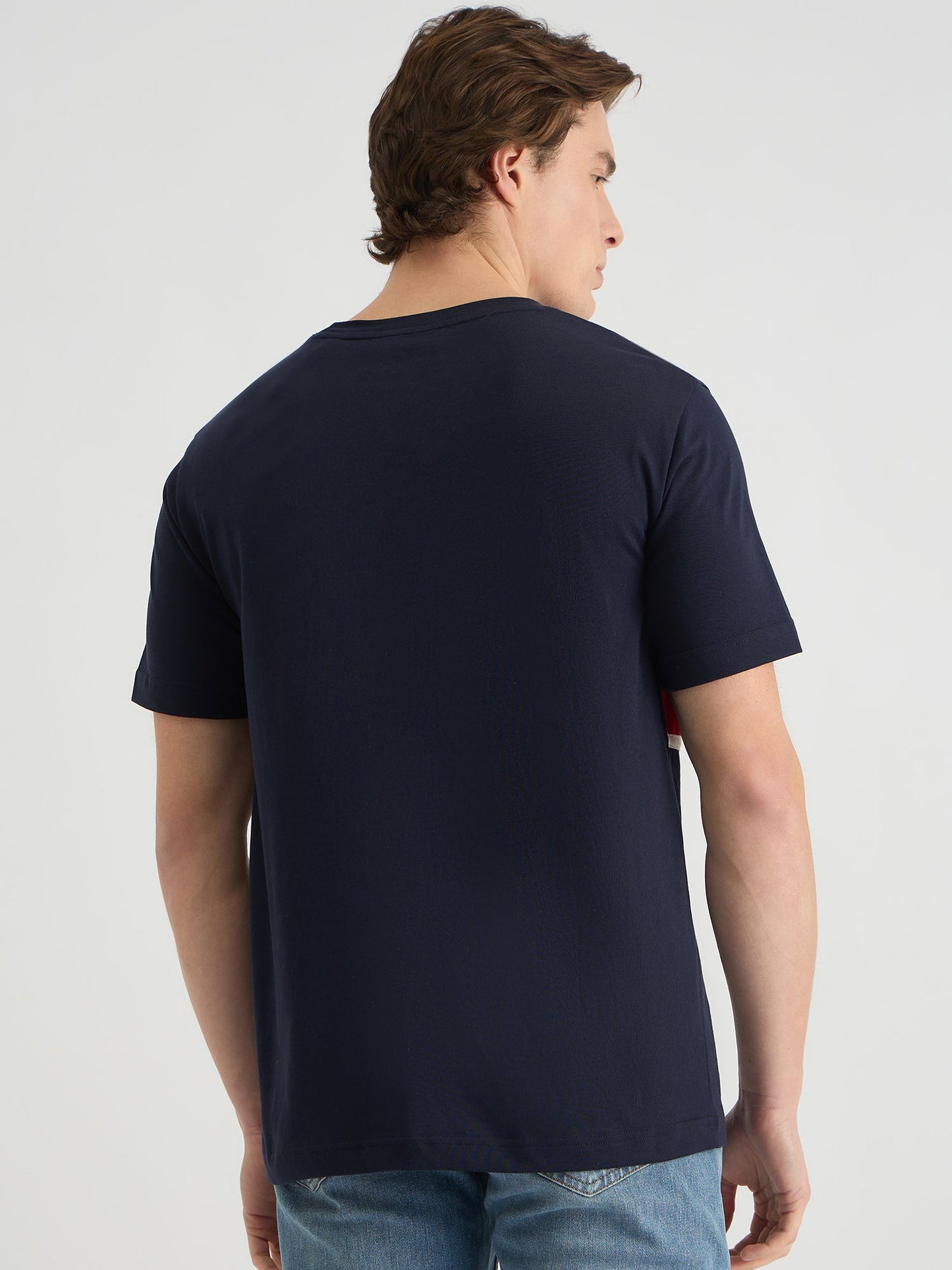 Gant Men Blue Regular Fit Color Block Crew Neck Tshirt