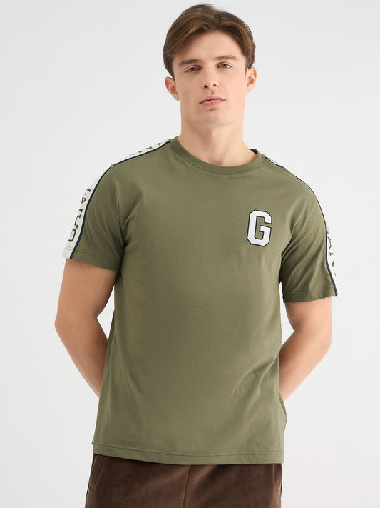 Gant Men Green Regular Fit Solid Crew Neck Tshirt