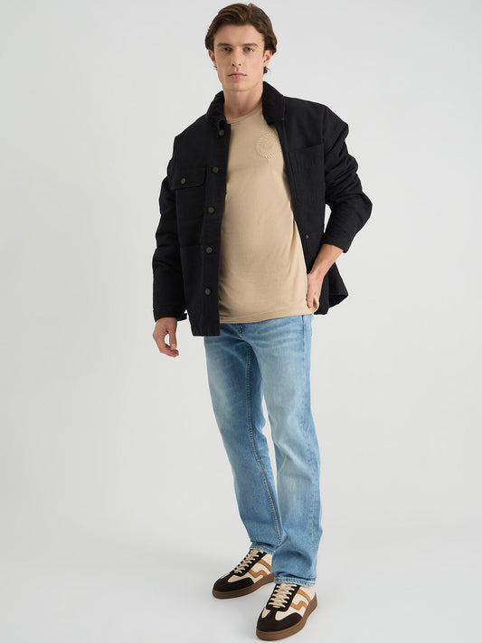 Gant Men Beige Regular Fit Solid Crew Neck Tshirt