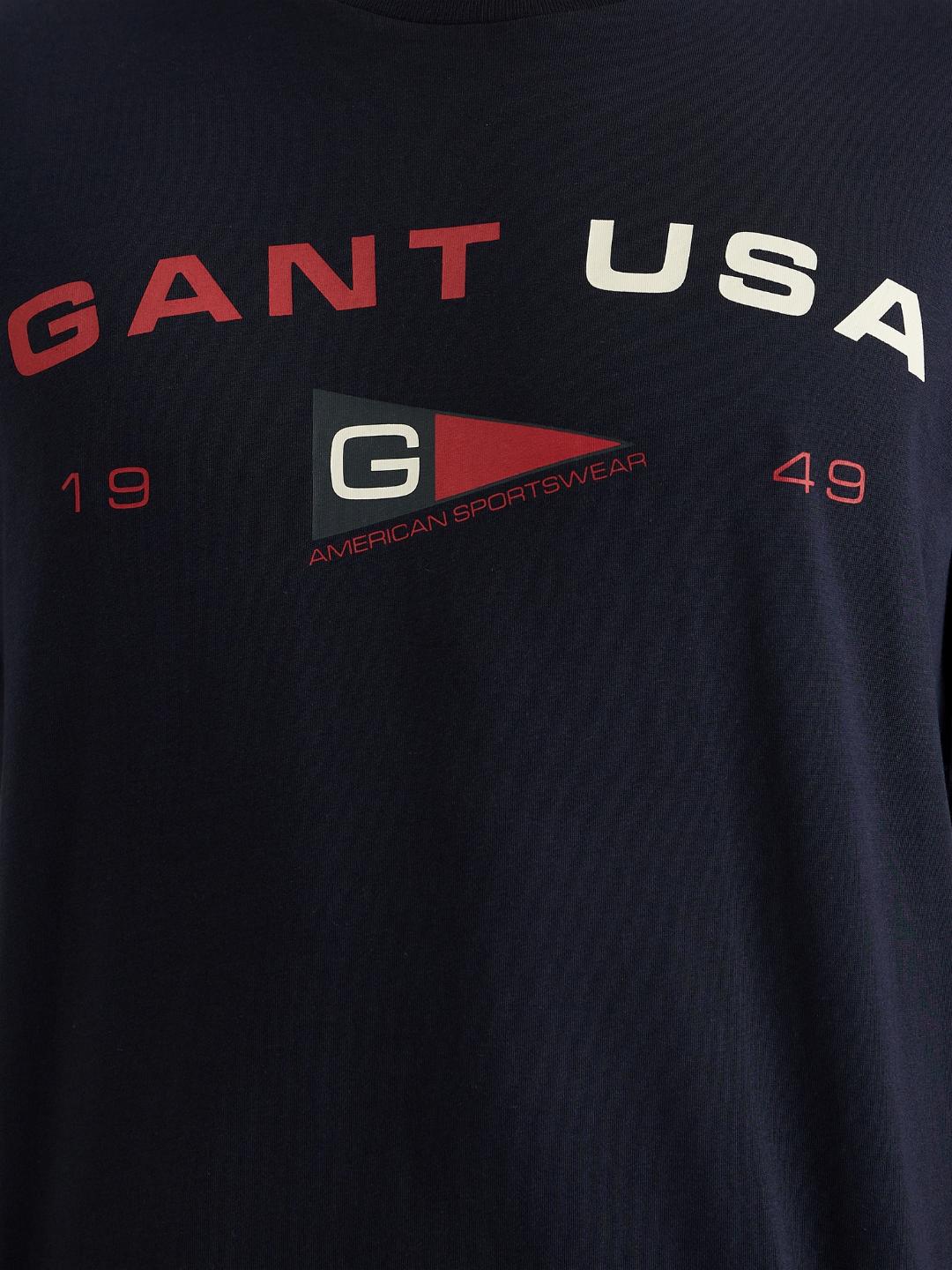 Gant Men Blue Regular Fit Solid Crew Neck Tshirt