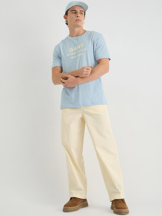 Gant Men Blue Regular Fit Solid Crew Neck Tshirt