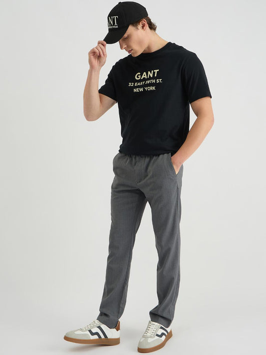 Gant Men Black Regular Fit Solid Crew Neck Tshirt