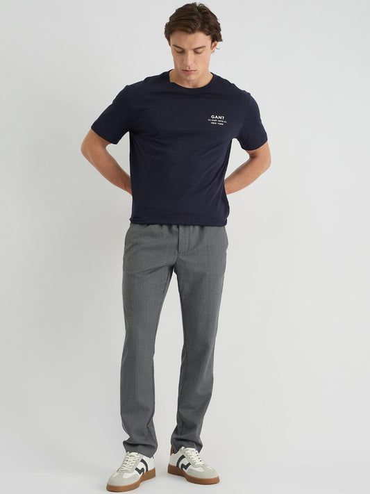 Gant Men Blue Regular Fit Solid Crew Neck Tshirt