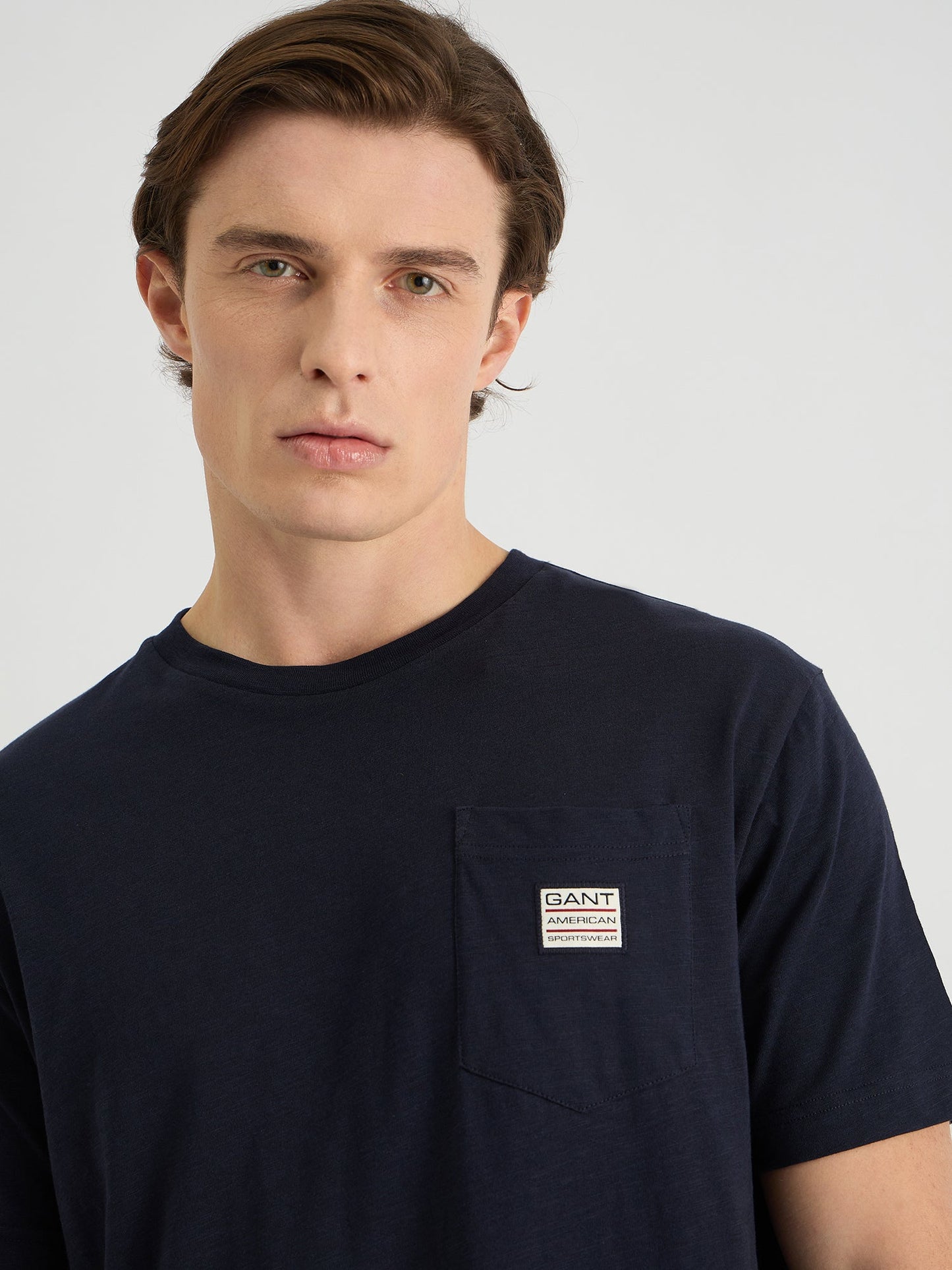 Gant Men Blue Regular Fit Solid Crew Neck Tshirt