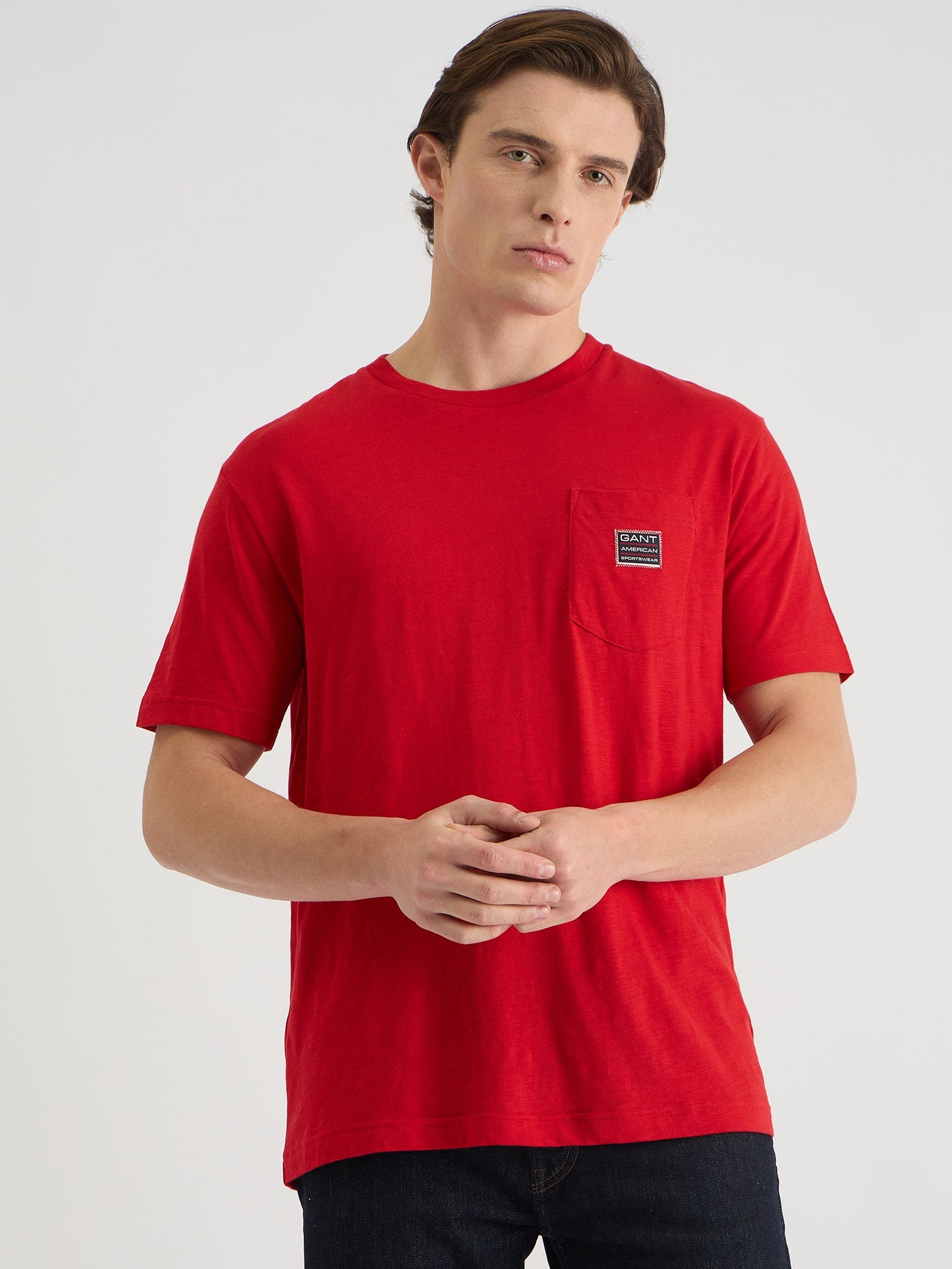 Gant Men Red Regular Fit Solid Crew Neck Tshirt