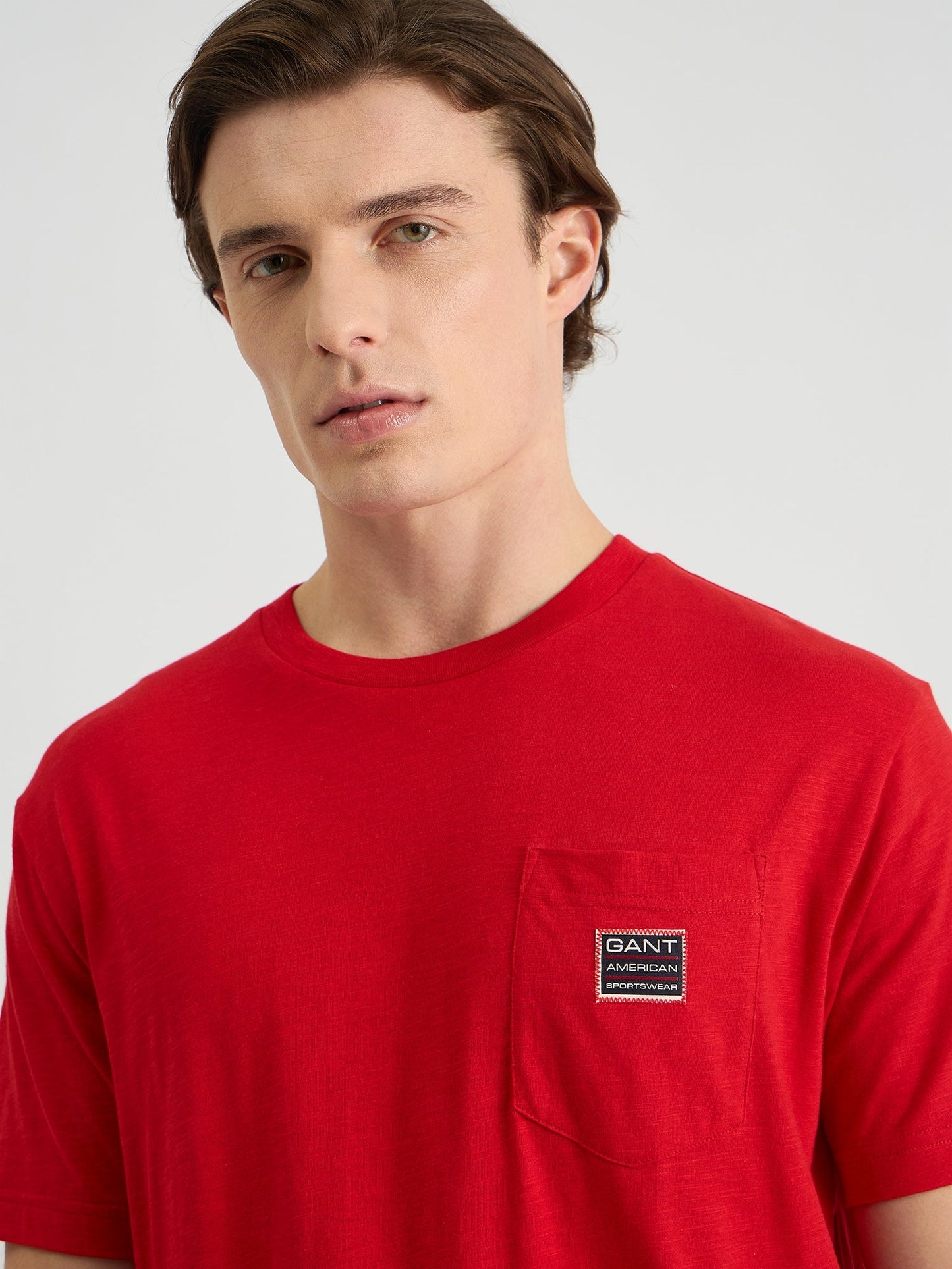 Gant Men Red Regular Fit Solid Crew Neck Tshirt