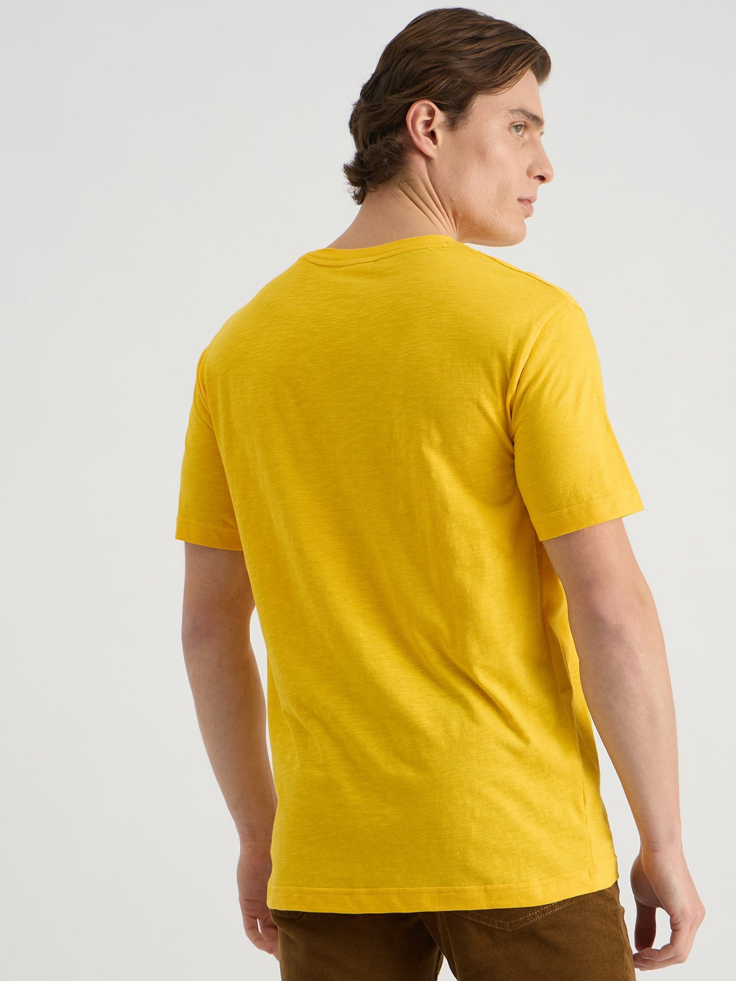 Gant Men Yellow Regular Fit Solid Crew Neck Tshirt