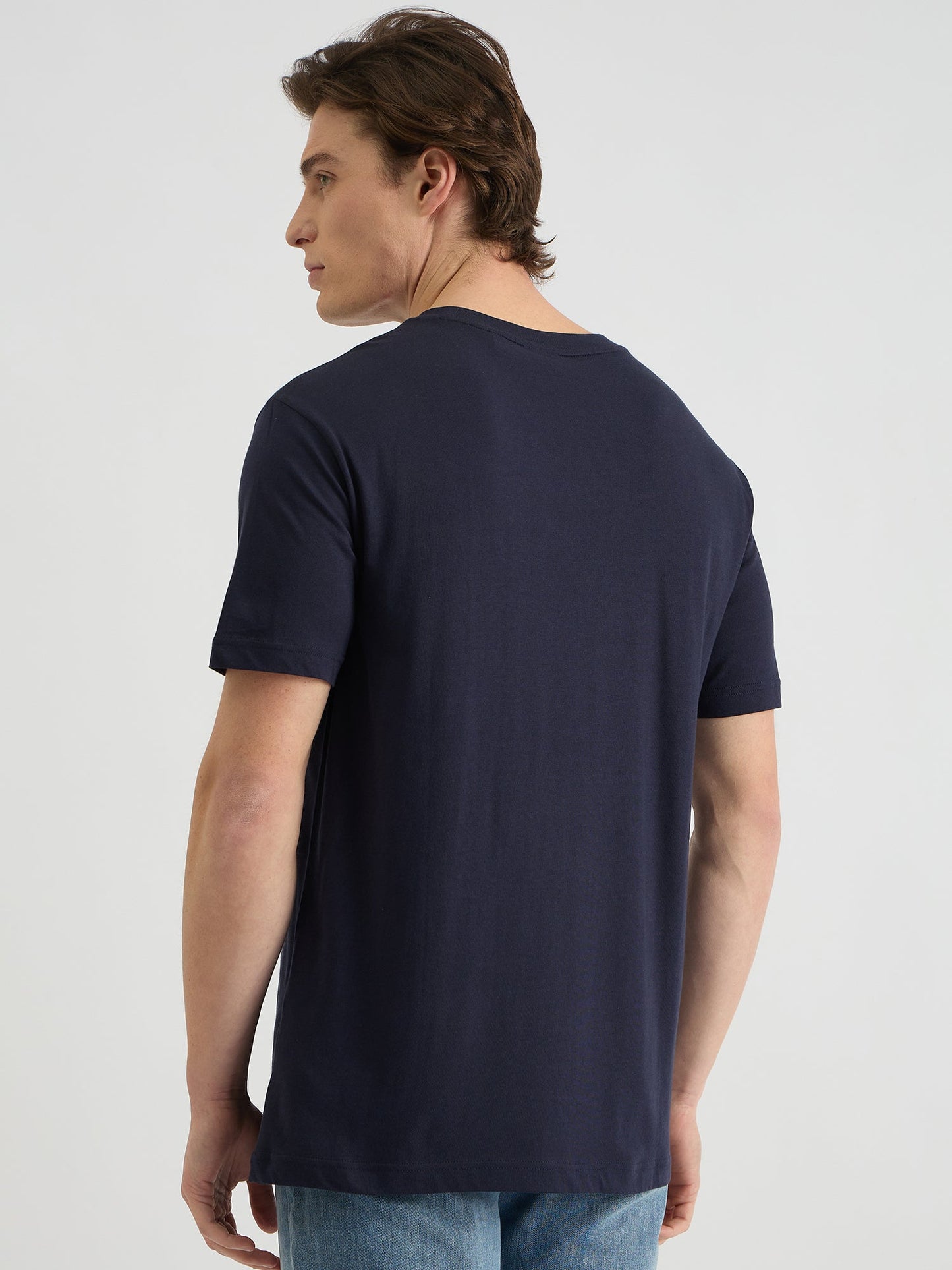 Gant Men Blue Regular Fit Solid Crew Neck Tshirt