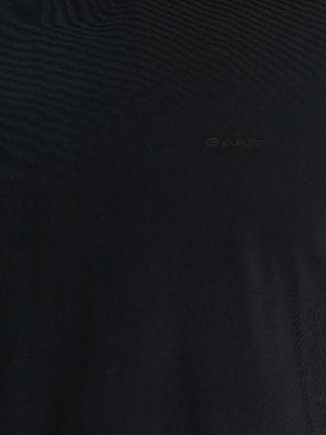 Gant Men Black Regular Fit Solid Crew Neck Tshirt