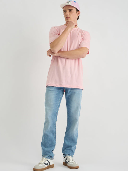 Gant Men Pink Regular Fit Solid Crew Neck Tshirt