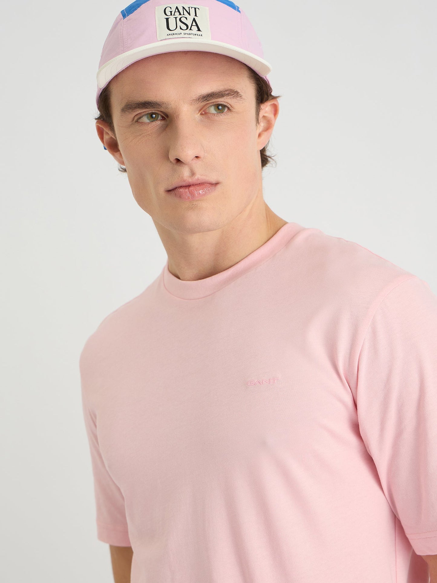 Gant Men Pink Regular Fit Solid Crew Neck Tshirt