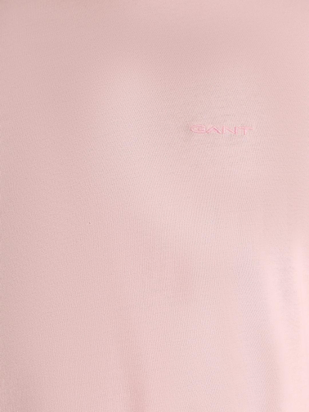 Gant Men Pink Regular Fit Solid Crew Neck Tshirt