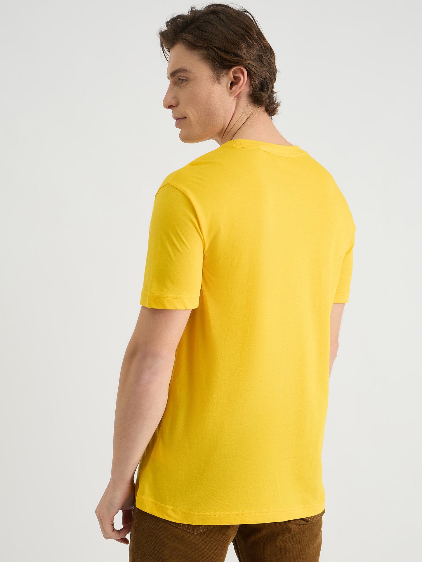 Gant Men Yellow Regular Fit Solid Crew Neck Tshirt