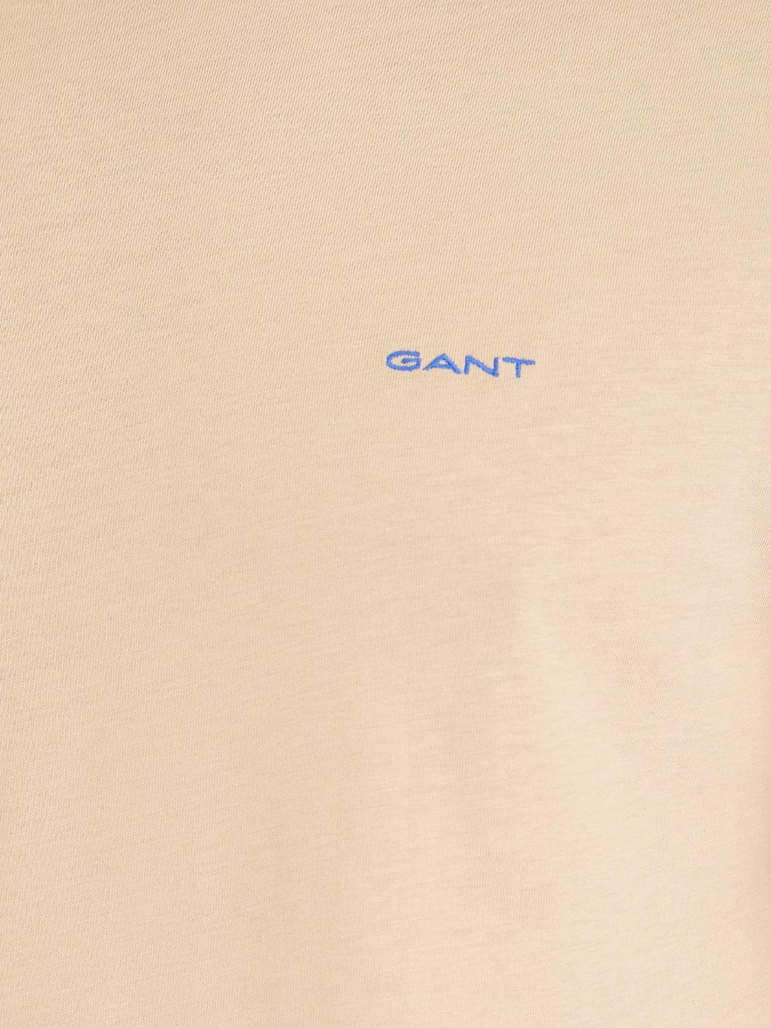 Gant Men Beige Solid Round Neck Tshirt