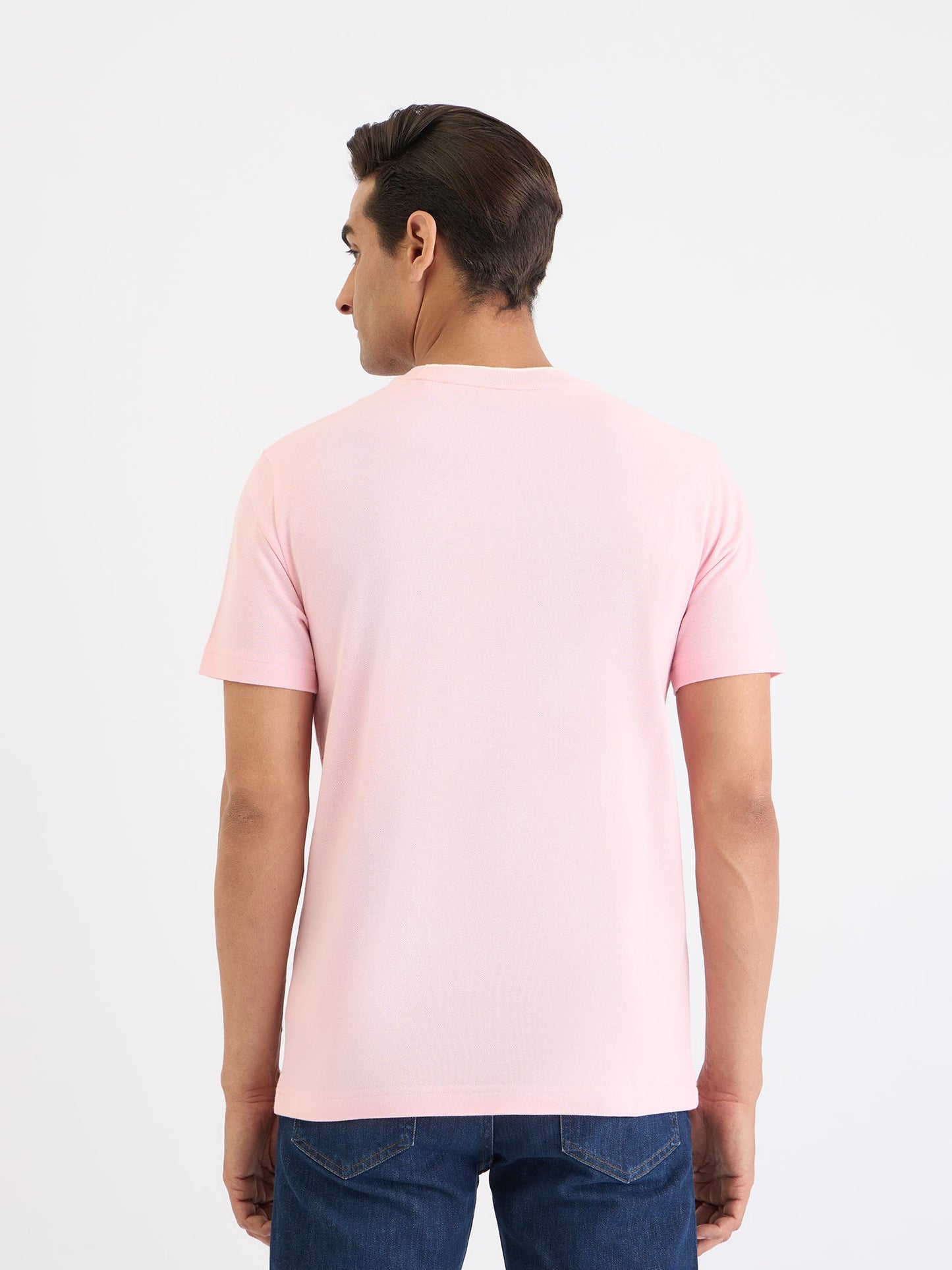 Gant Men Pink Solid Round Neck Tshirt