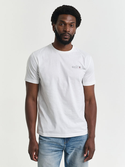 Gant Men White Round Neck Short Sleeves T-Shirt