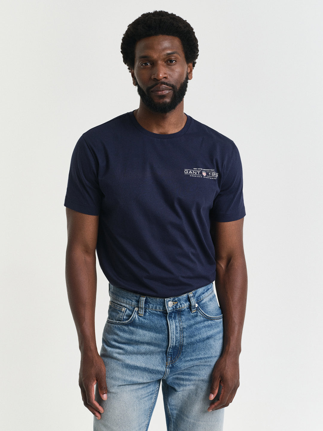 Gant Men Blue Round Neck Short Sleeves T-Shirt