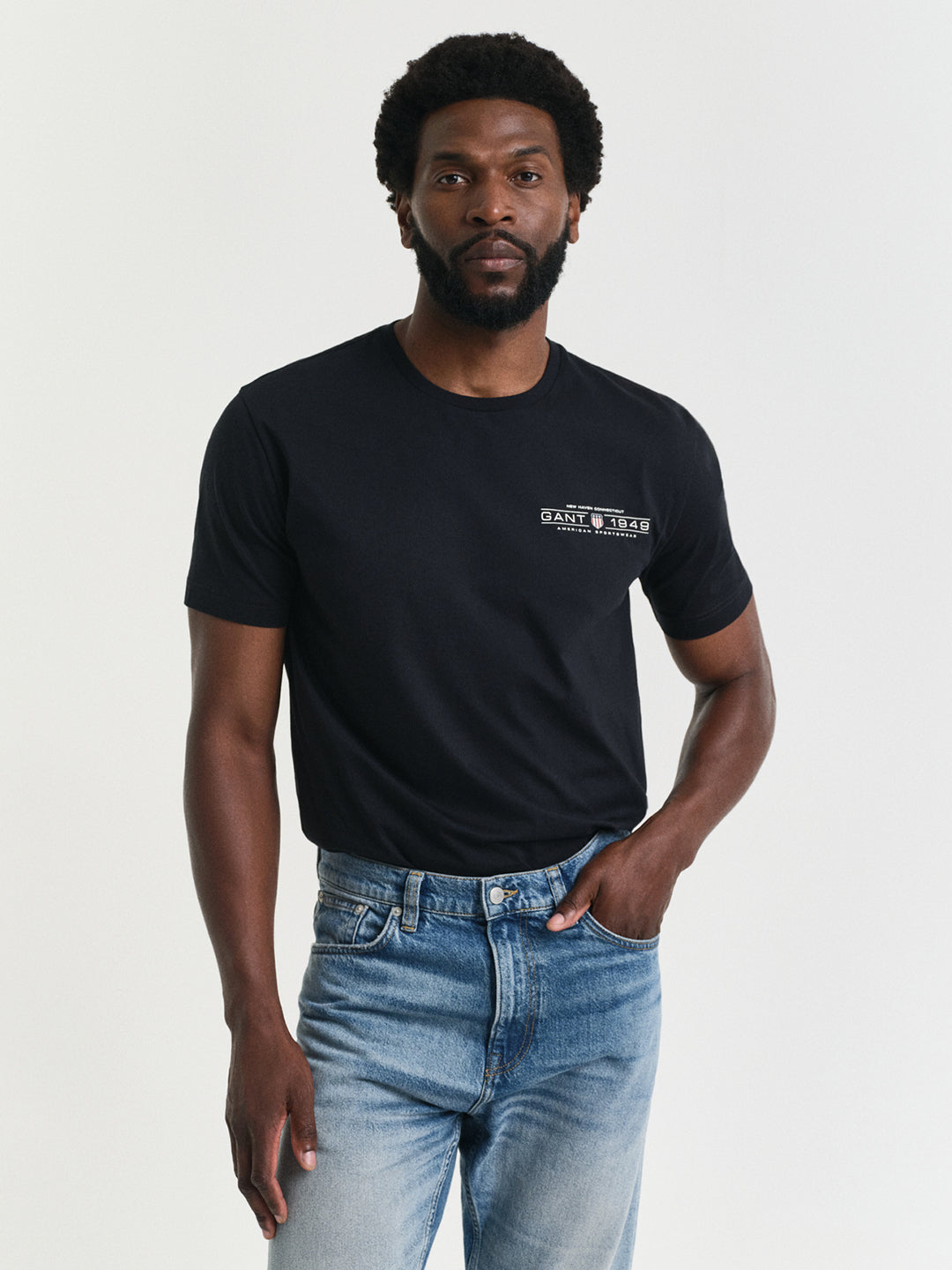 Gant Men Black Round Neck Short Sleeves T-Shirt