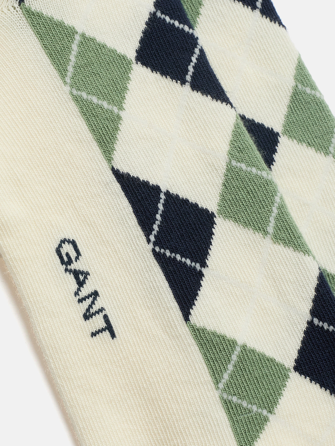 Gant Men White Argyle Striped Socks