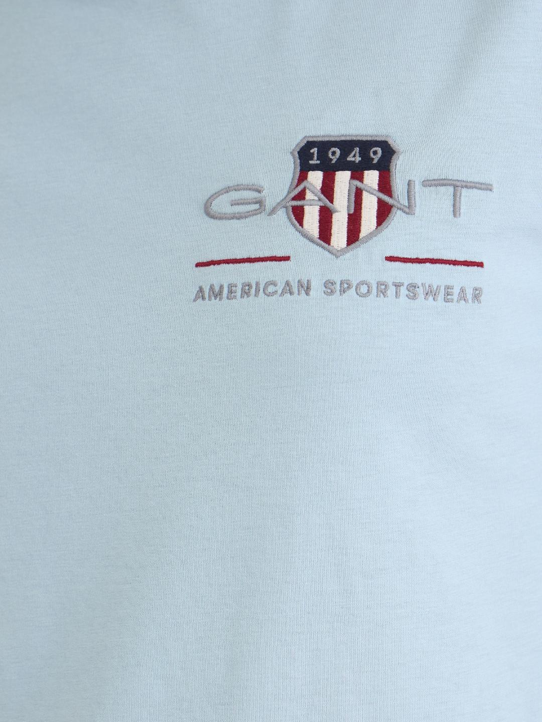 Gant Women Blue Solid Crew Neck Tshirt