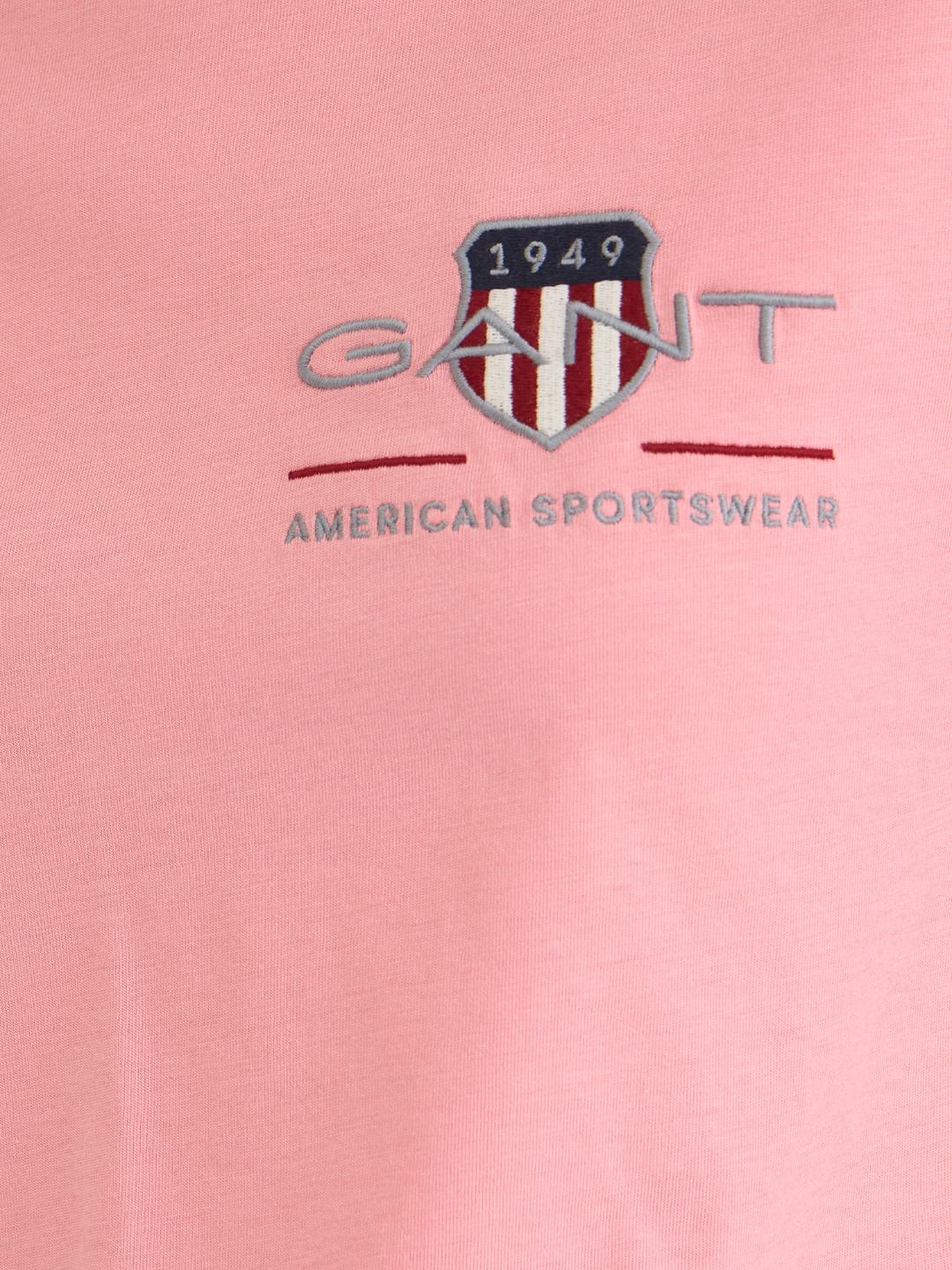 Gant Women Pink Solid Crew Neck Tshirt