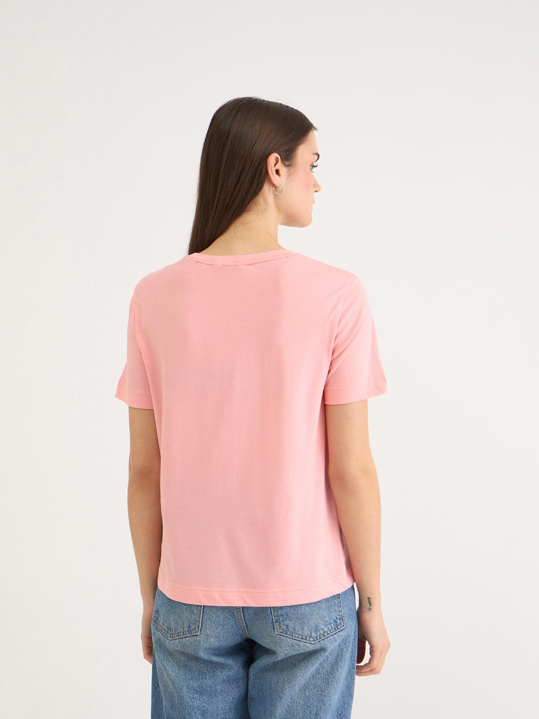 Gant Women Pink Solid Crew Neck Tshirt
