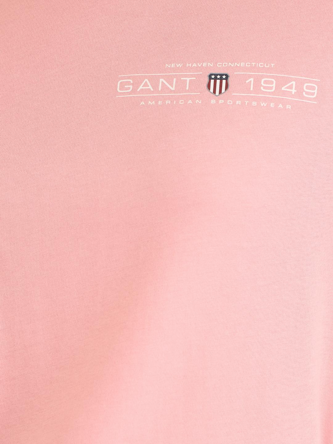 Gant Women Pink Solid Crew Neck Tshirt