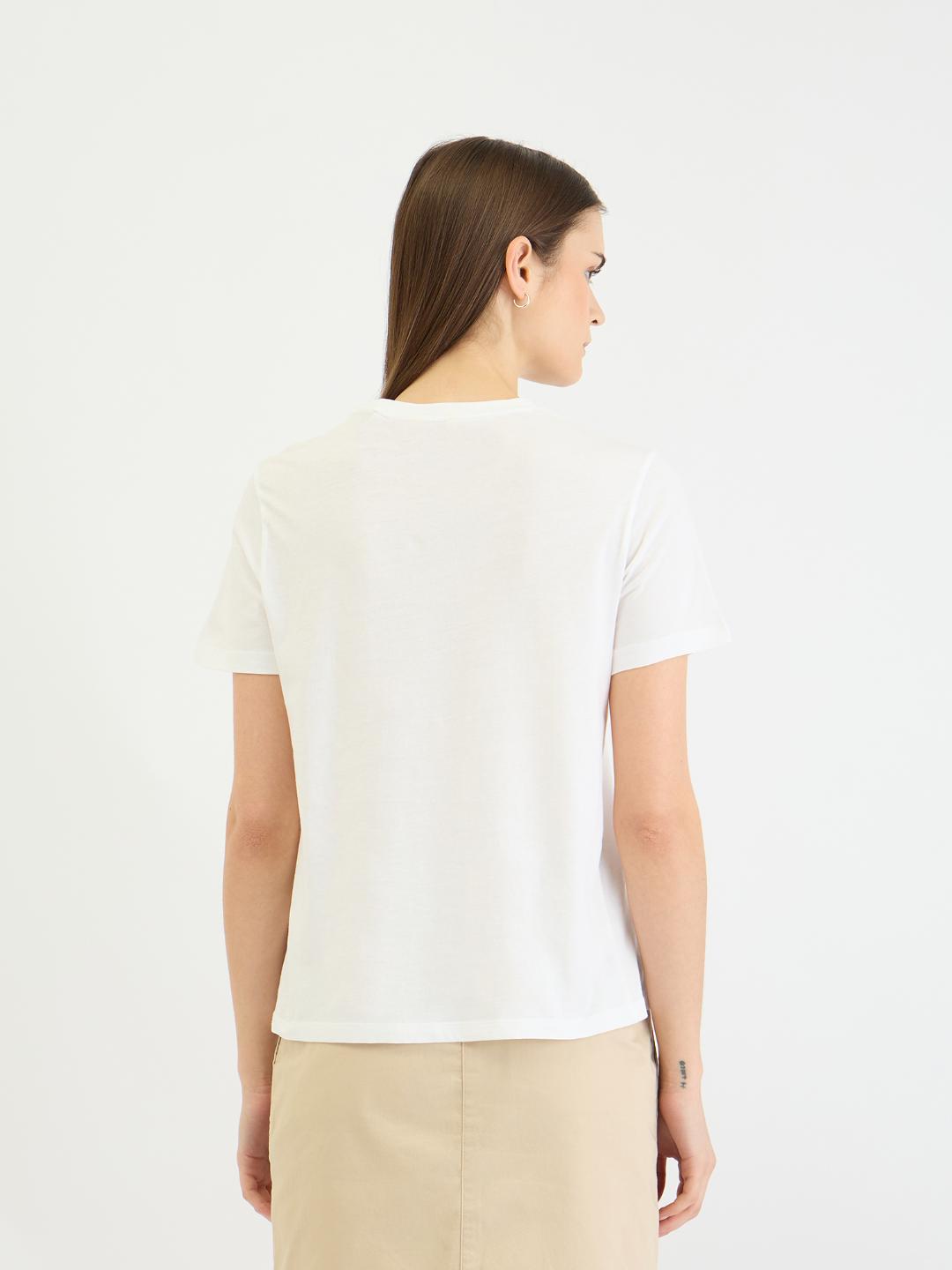 Gant Women White Graphic Crew Neck Tshirt