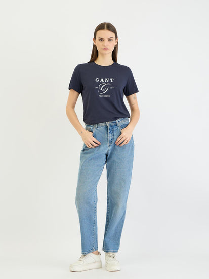 Gant Women Evening Blue Graphic Crew Neck Tshirt