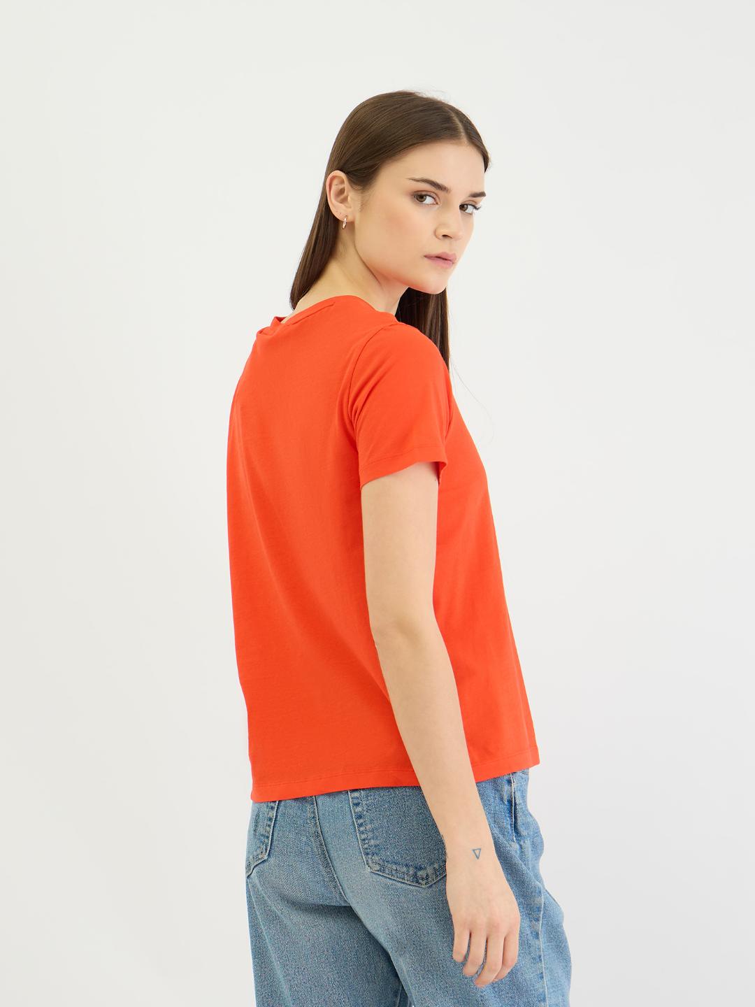 Gant Women Red Placement Print Crew Neck Tshirt