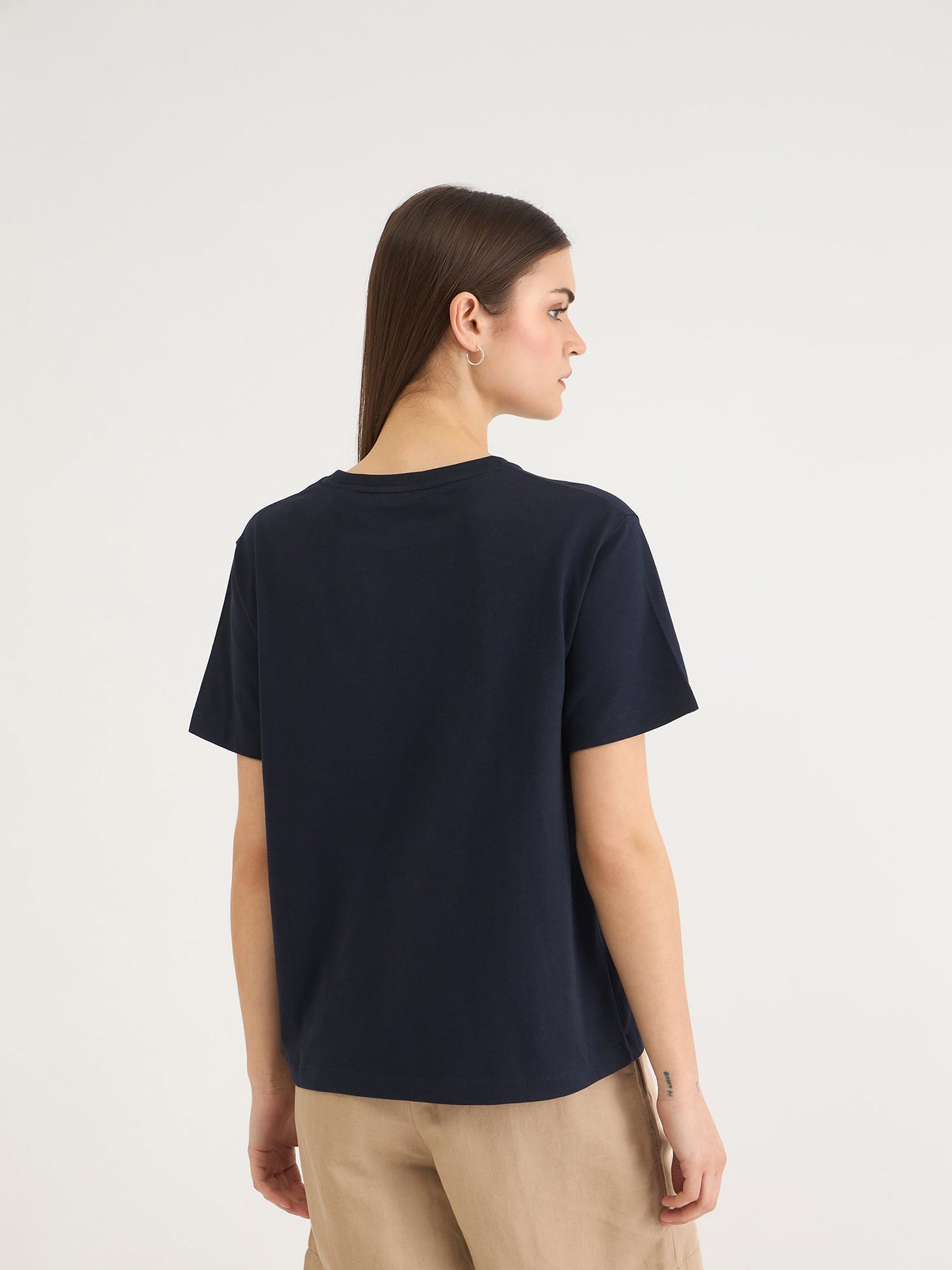 Gant Women Blue Graphic Crew Neck Tshirt